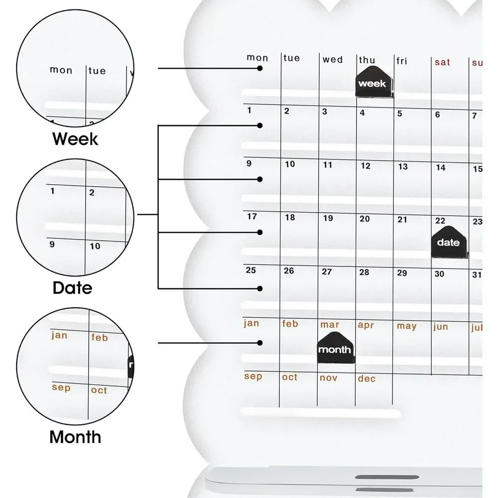 Practical Retro Perpetual Planner Desk Calendar Reminders Acrylic Phone holder